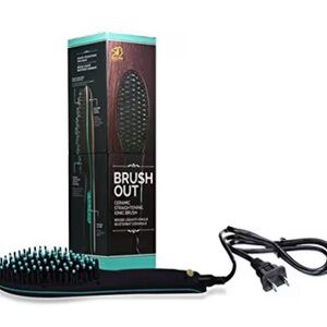 Ceramic Straightening Ionic Hair Brush - Black and Teal